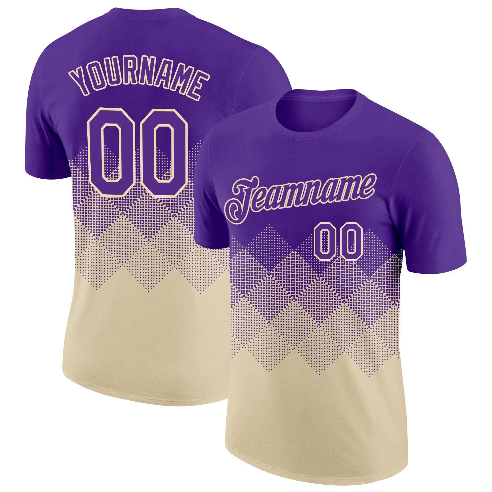 Custom Purple Cream 3D Pattern Design Gradient Square Shapes Performance T-Shirt