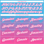 Custom Sky Blue White-Pink 3D Pattern Design Gradient Square Shapes Performance T-Shirt