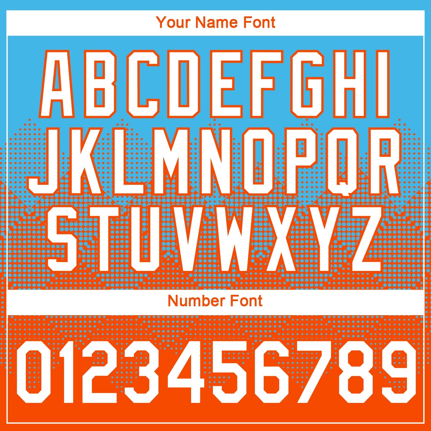 Custom Sky Blue White-Orange 3D Pattern Design Gradient Square Shapes Performance T-Shirt