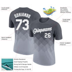 Custom Steel Gray White-Gray 3D Pattern Design Gradient Square Shapes Performance T-Shirt