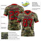 Custom Camo Red-Navy 3D Pattern Salute To Service Authentic Football Jersey