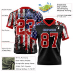 Custom Black Red Royal-White 3D Pattern American Flag Authentic Football Jersey