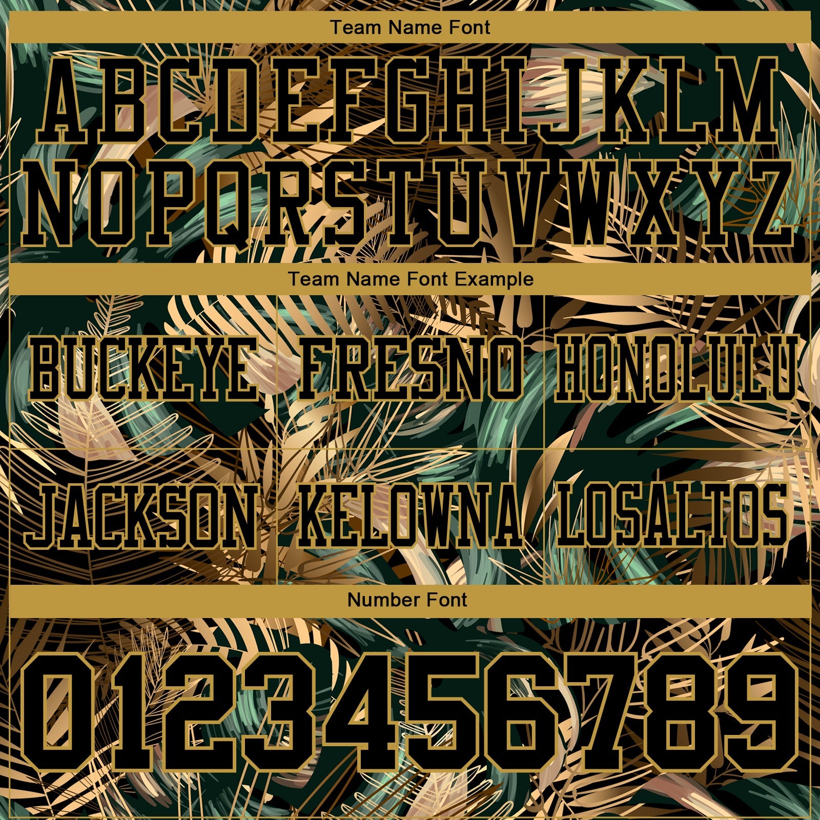 Custom Black Old Gold 3D Pattern Tropical Hawaii Jungle Leaves Authentic Football Jersey