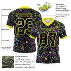 Custom Graffiti Pattern Black-Light Yellow 3D Pattern Splash Authentic Football Jersey