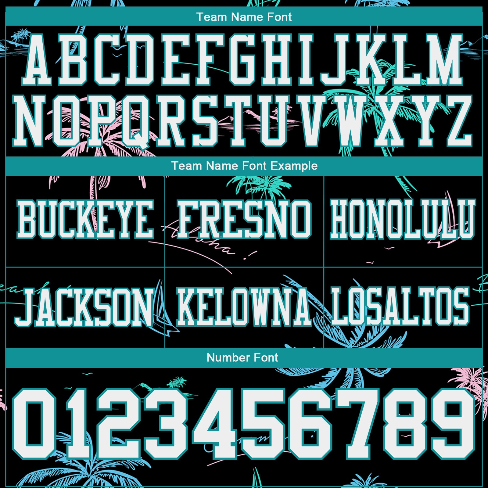 Custom Black White-Teal 3D Pattern Tropical Hawaii Palm Trees Authentic Football Jersey