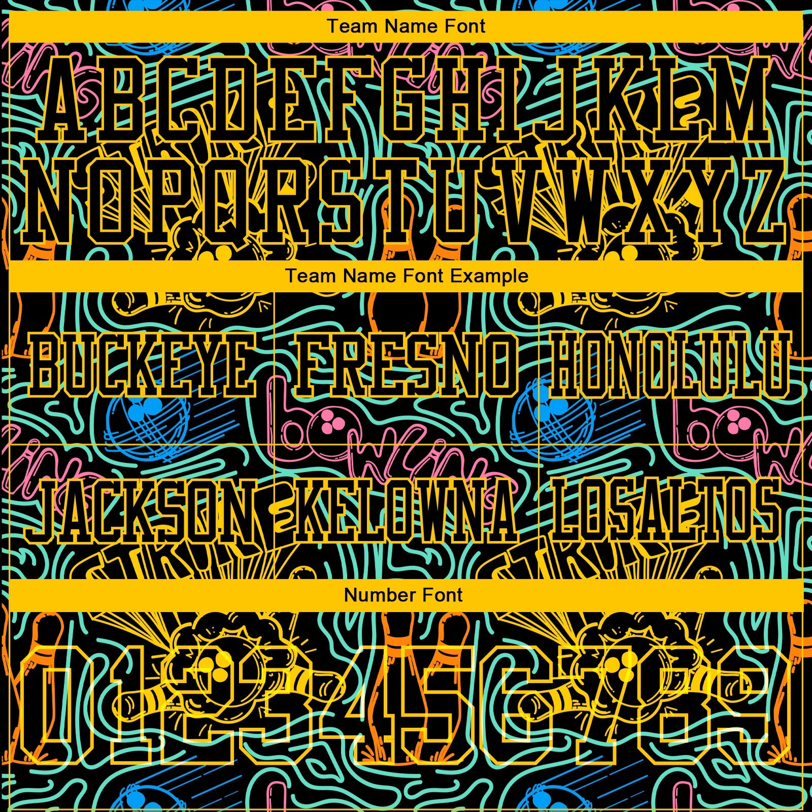 Custom Black Yellow 3D Pattern Bowling Authentic Football Jersey