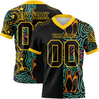 Custom Black Yellow 3D Pattern Bowling Authentic Football Jersey