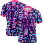 Custom Purple Pink 3D Pattern Colorful Flowers And Mushrooms Psychedelic Hallucination Authentic Football Jersey
