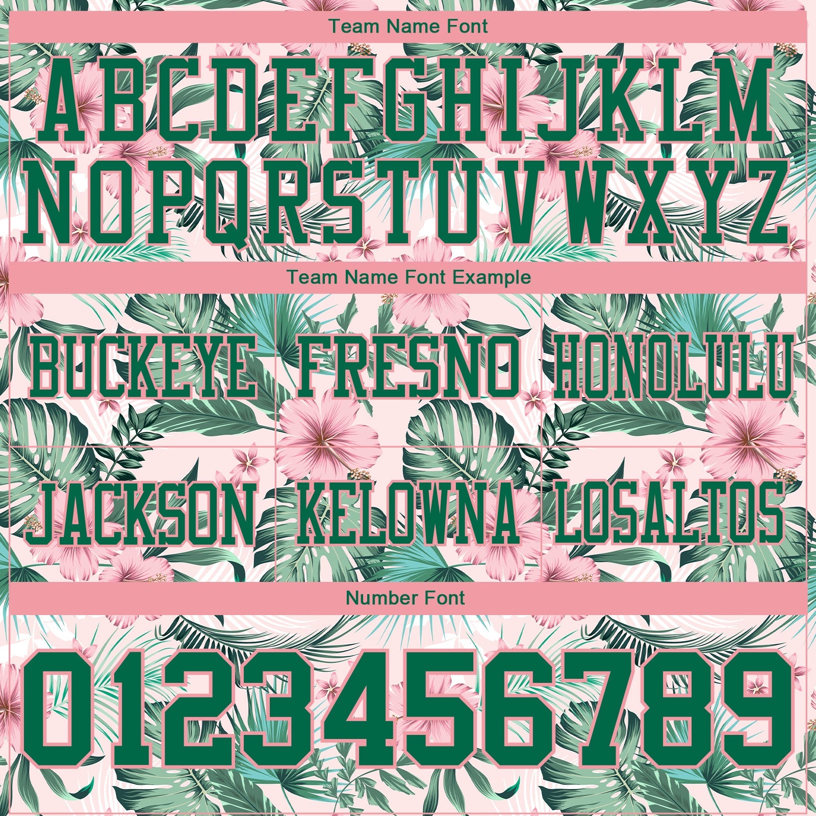 Custom Medium Pink Kelly Green 3D Pattern Hawaii Palm Leaves And Flowers Authentic Football Jersey