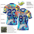 Custom Graffiti Pattern Royal-White 3D Pattern Authentic Football Jersey