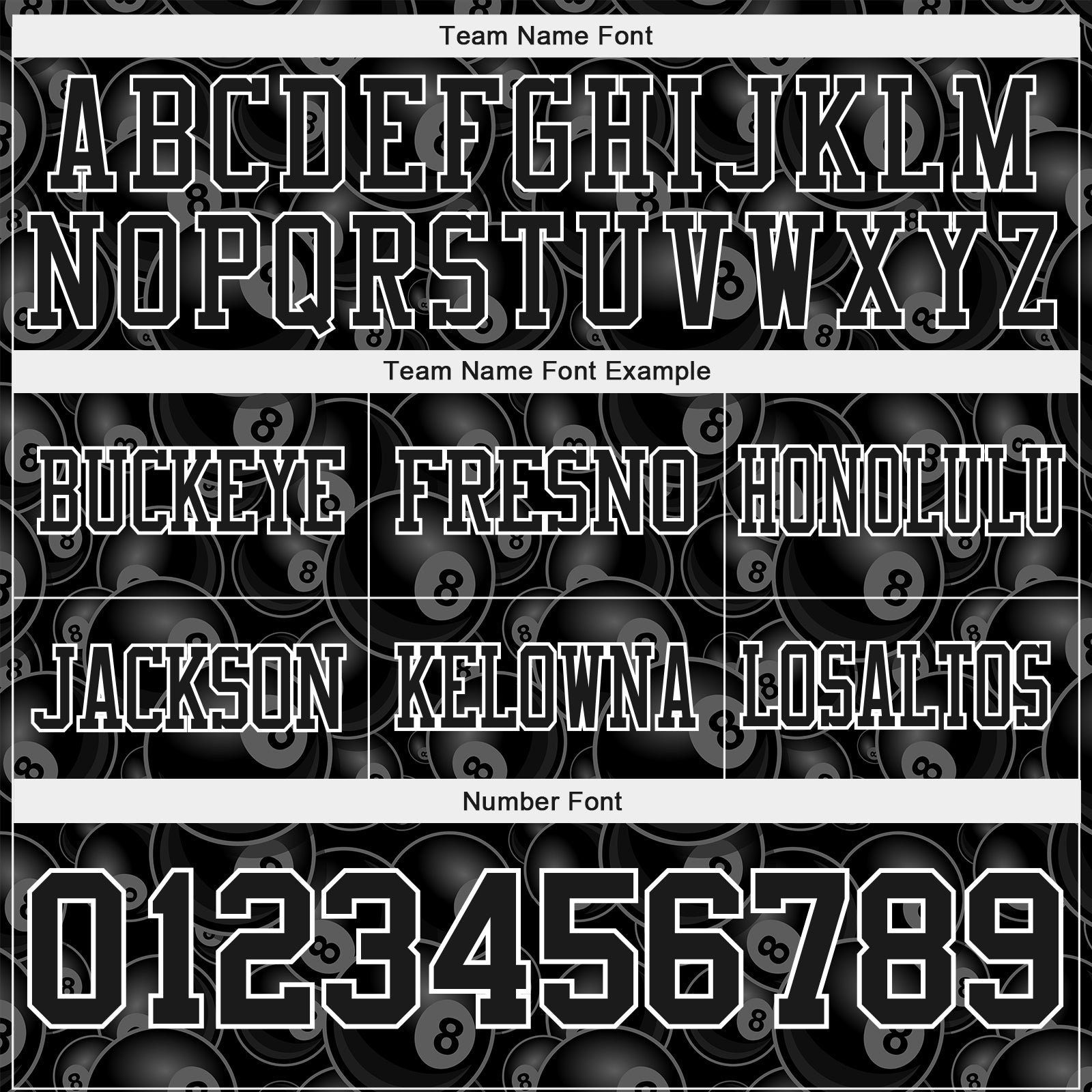 Custom Black White 3D Pattern Billiards Snooker 8 Ball Authentic Football Jersey