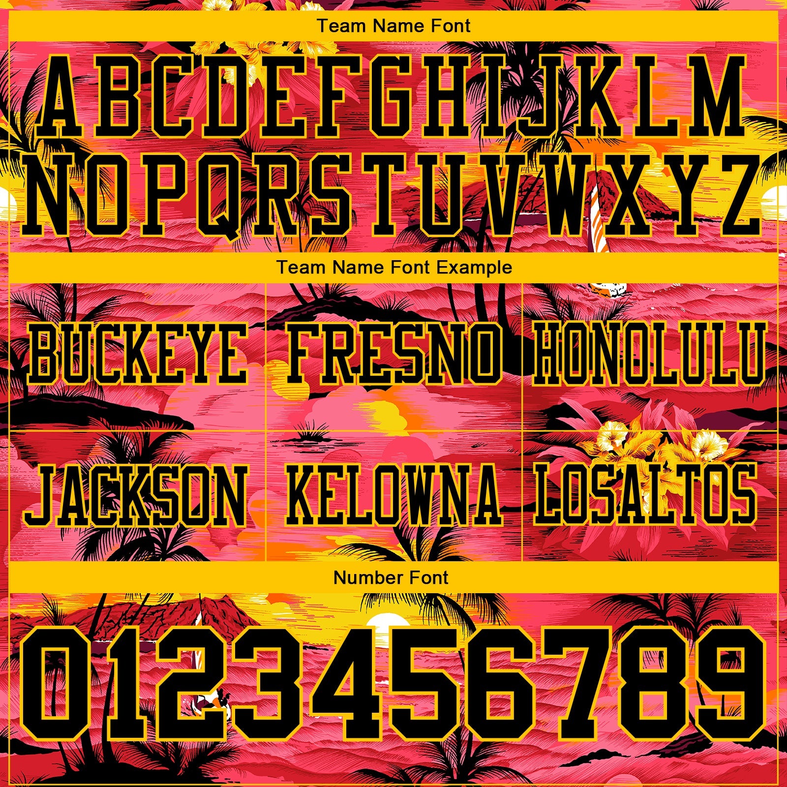 Custom Red Black-Yellow 3D Pattern Sun Beach Hawaii Palm Trees Authentic Football Jersey