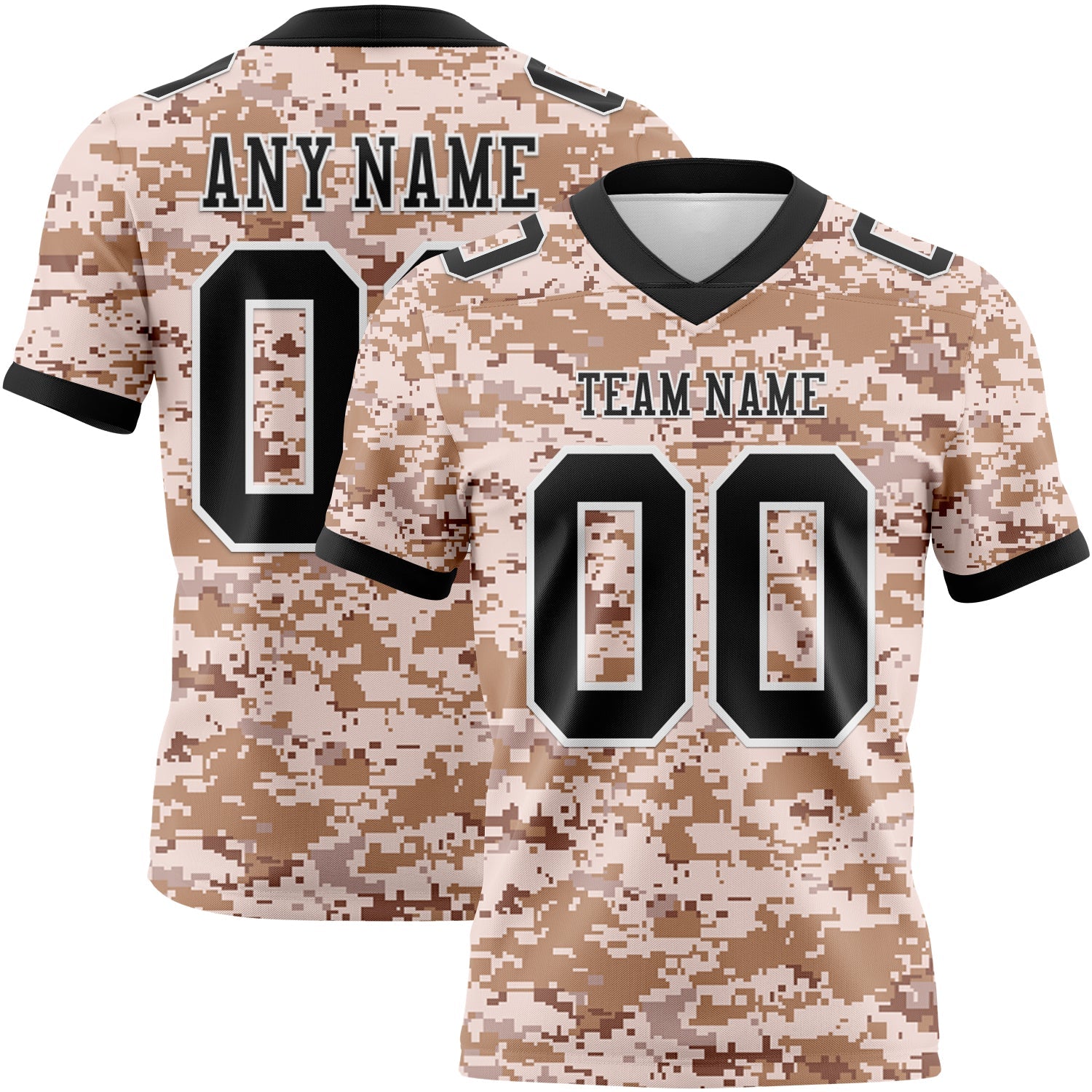 Custom Camo Black-White 3D Pattern Salute To Service Authentic Football Jersey