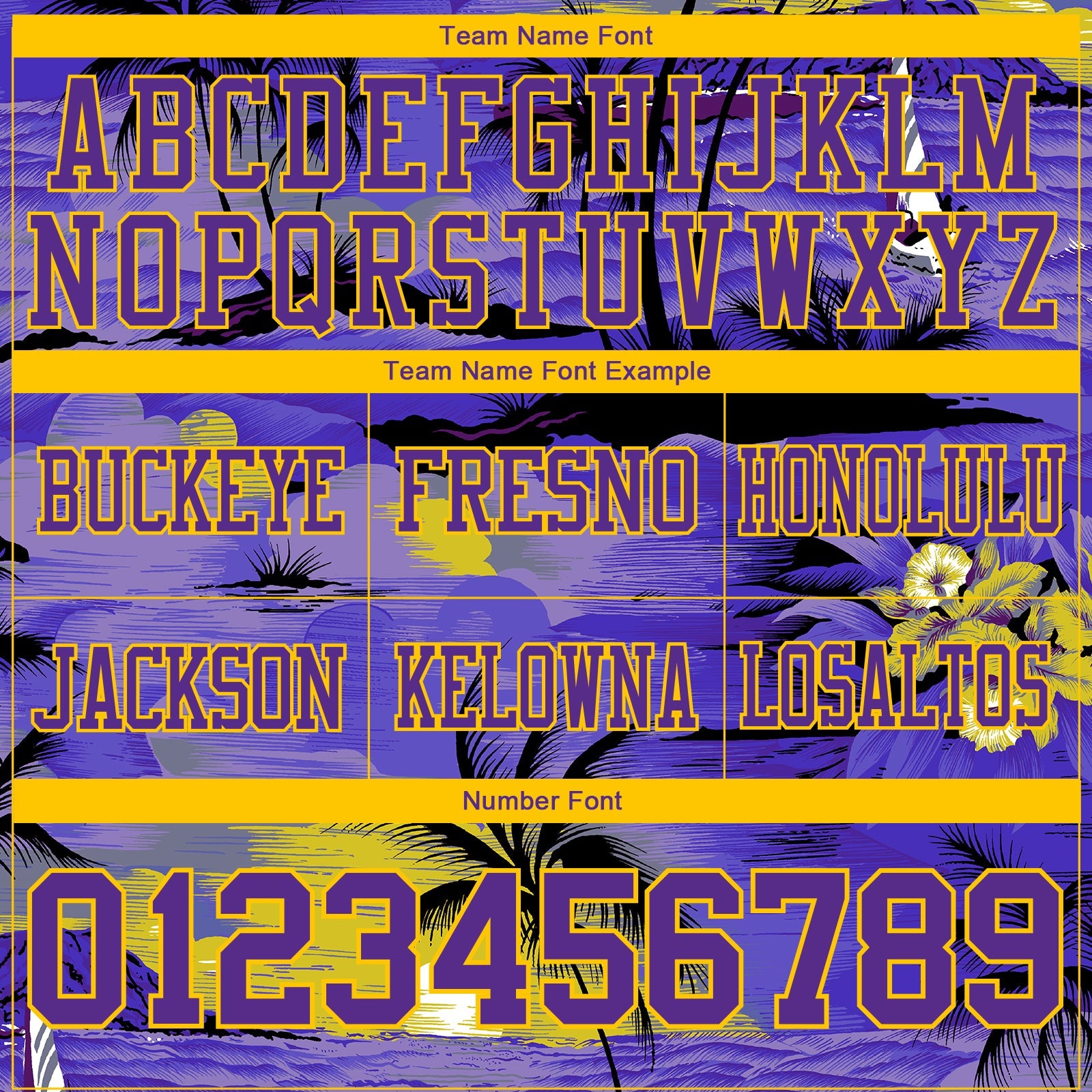 Custom Purple Black-Yellow 3D Pattern Sun Beach Hawaii Palm Trees Authentic Football Jersey