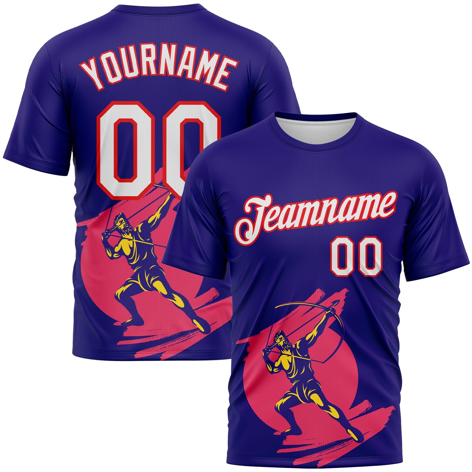 Custom Dark Purple White-Fire Red 3D Pattern Design Arrow Archery Bow Target Performance T-Shirt