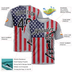 Custom Gray Black Fire Red-White 3D Pattern Design Arrow Archery Bow Target American Flag Performance T-Shirt