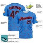 Custom Powder Blue Black-Fire Red 3D Pattern Design Arrow Archery Bow Target Performance T-Shirt