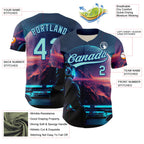 Custom Blue Ice Blue-Royal 3D Pattern Design Outer Space Starships Authentic Baseball Jersey