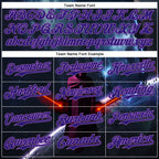 Custom Black Dark Purple-Medium Purple 3D Pattern Design Outer Space Light Swords Authentic Baseball Jersey