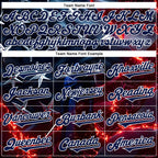 Custom Blue Navy-White 3D Pattern Design Outer Space Light Swords American Flag Authentic Baseball Jersey