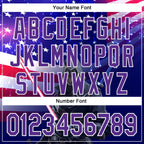 Custom Blue Purple-White 3D Pattern Design Outer Space Light Swords American Flag Authentic Baseball Jersey