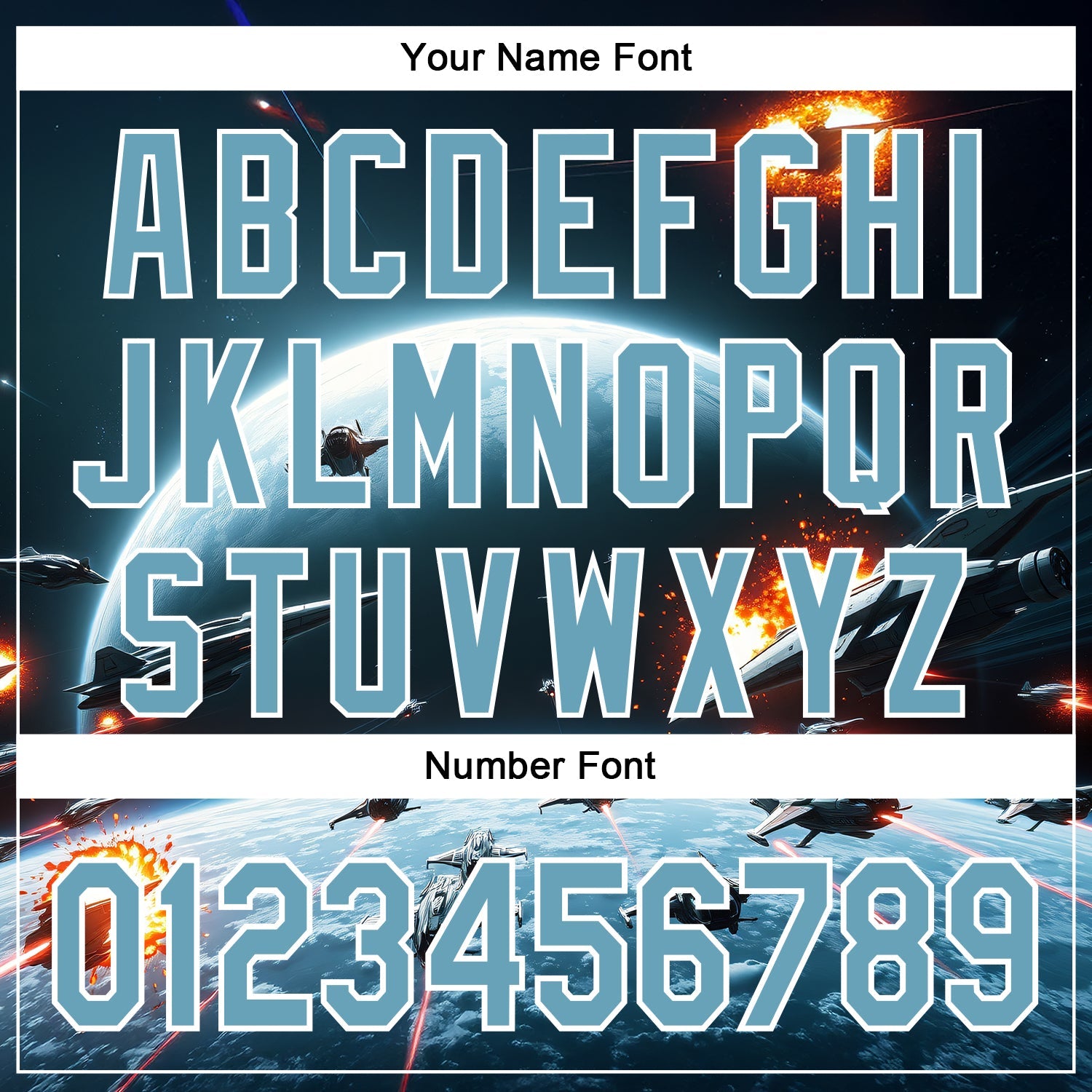 Custom Blue Shadow Blue-White 3D Pattern Design Outer Space Starships Authentic Baseball Jersey