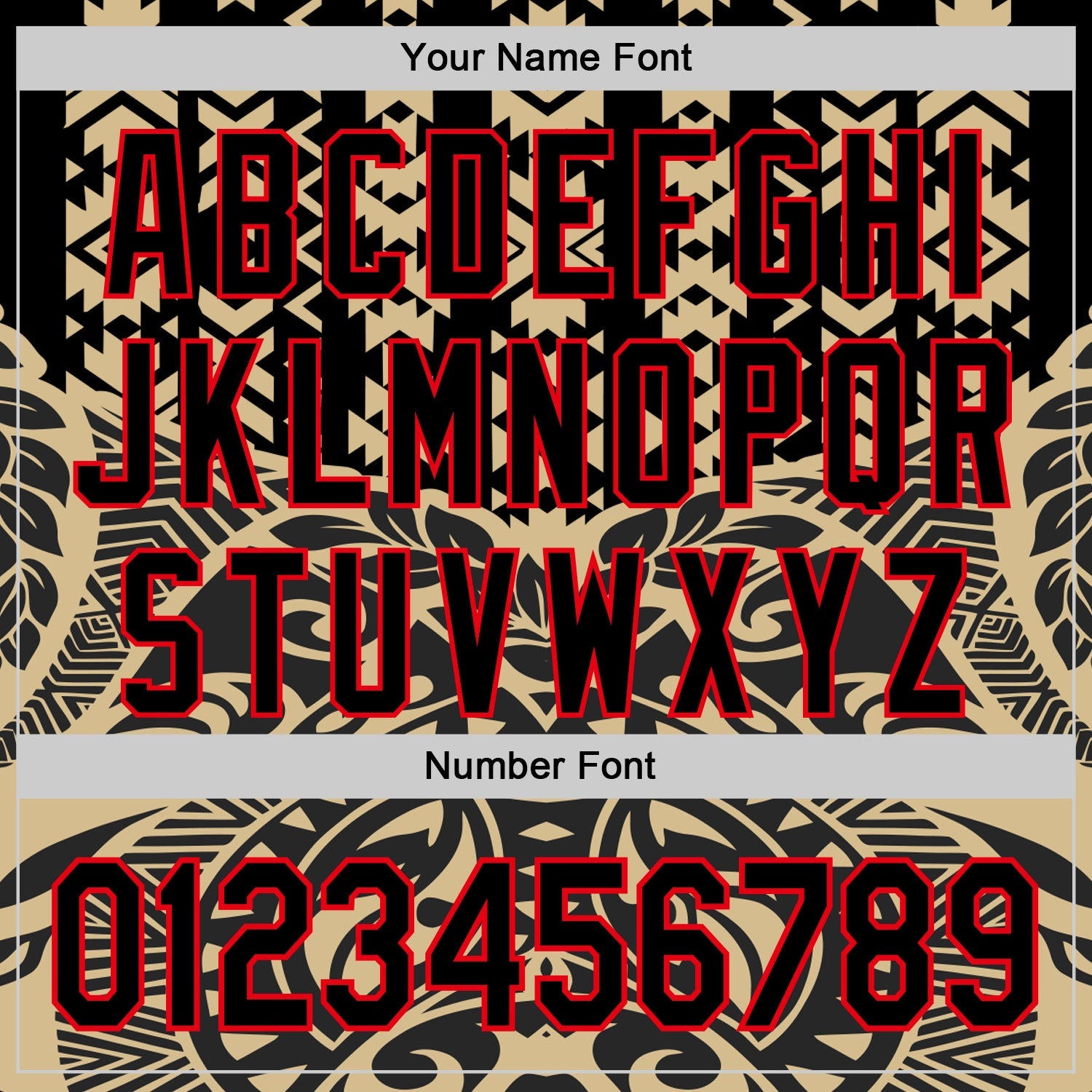 Custom Black Vegas Gold-Fire Red 3D Polynesian Style Islander Authentic Baseball Jersey