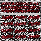 Custom Black White-Fire Red 3D Polynesian Style Islander Authentic Baseball Jersey