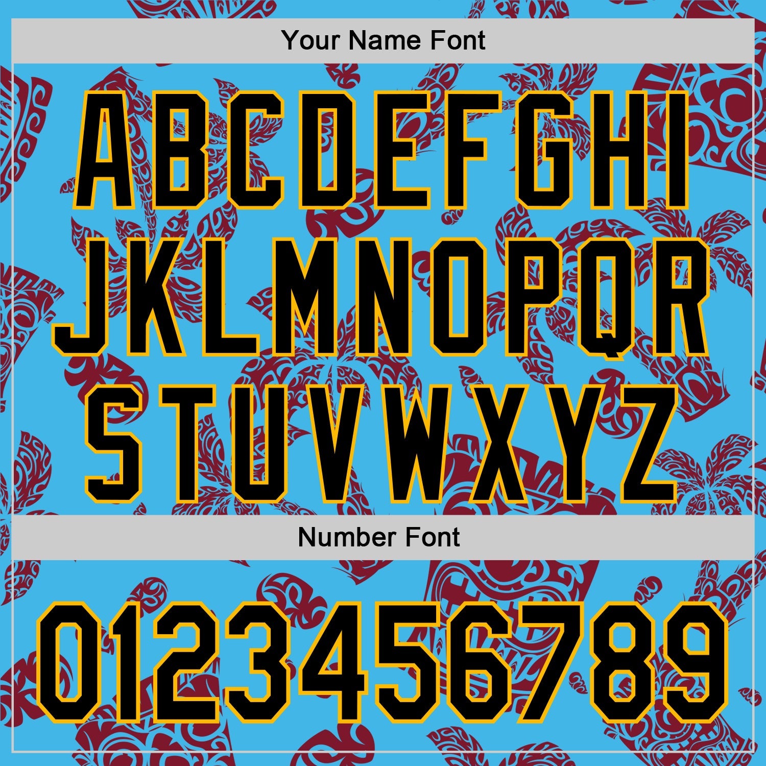 Custom Sky Blue Black Crimson-Gold 3D Polynesian Style Tiki Culture Islander Authentic Baseball Jersey