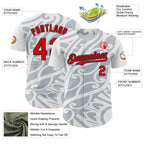 Custom White Fire Red Silver-Black 3D Polynesian Style Islander Authentic Baseball Jersey