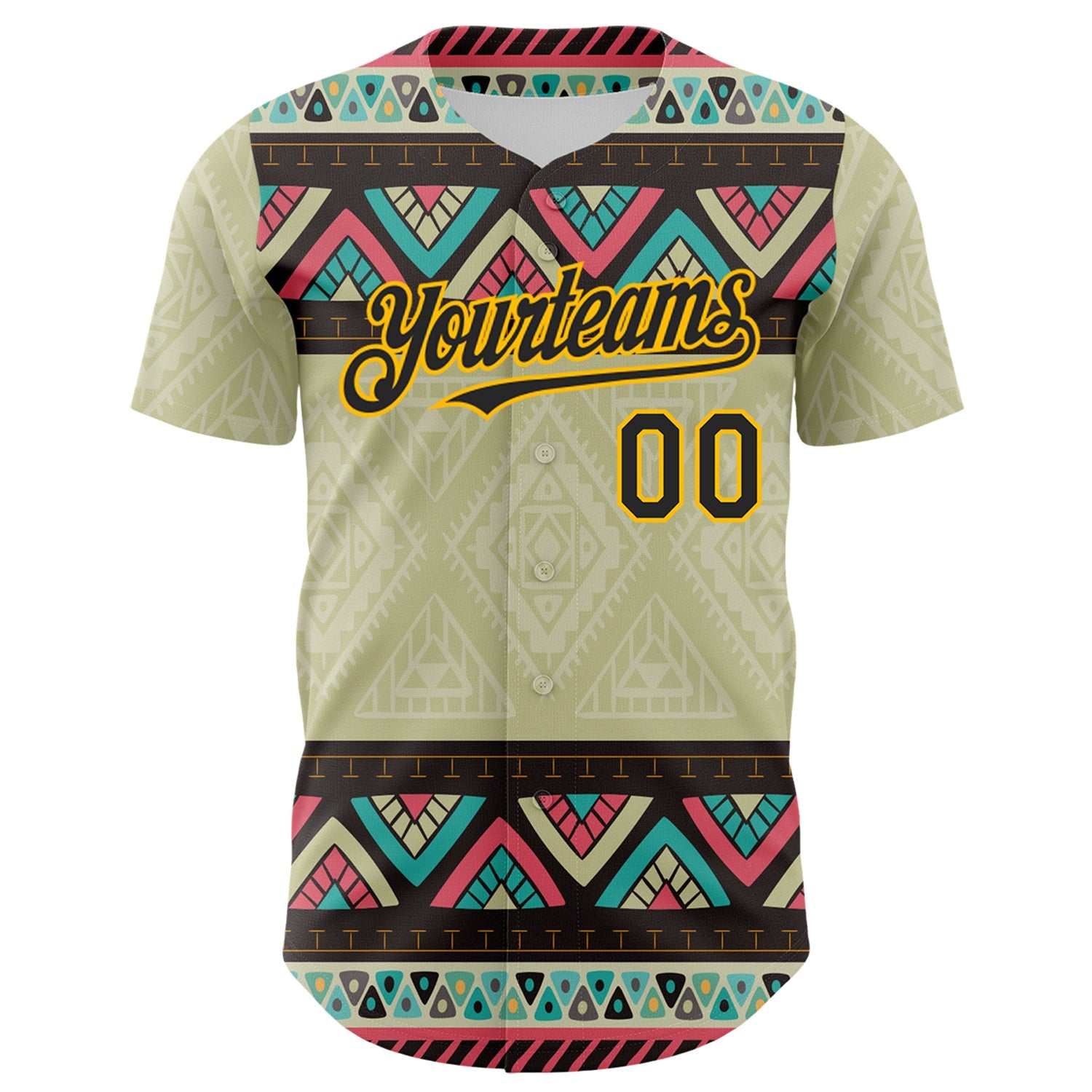 Custom Green Black-Gold 3D Polynesian Style Islander Authentic Baseball Jersey