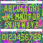 Custom Purple Neon Green 3D Pattern Design Trippy Groovy Magic Mushrooms Authentic Baseball Jersey