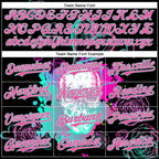 Custom Black Pink-Ice Blue 3D Pattern Design Trippy Magic Mushrooms Skull Authentic Baseball Jersey