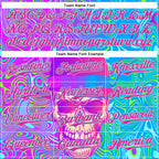 Custom Blue Deep Pink-Ice Blue 3D Pattern Design Trippy Magic Mushrooms Skull Authentic Baseball Jersey