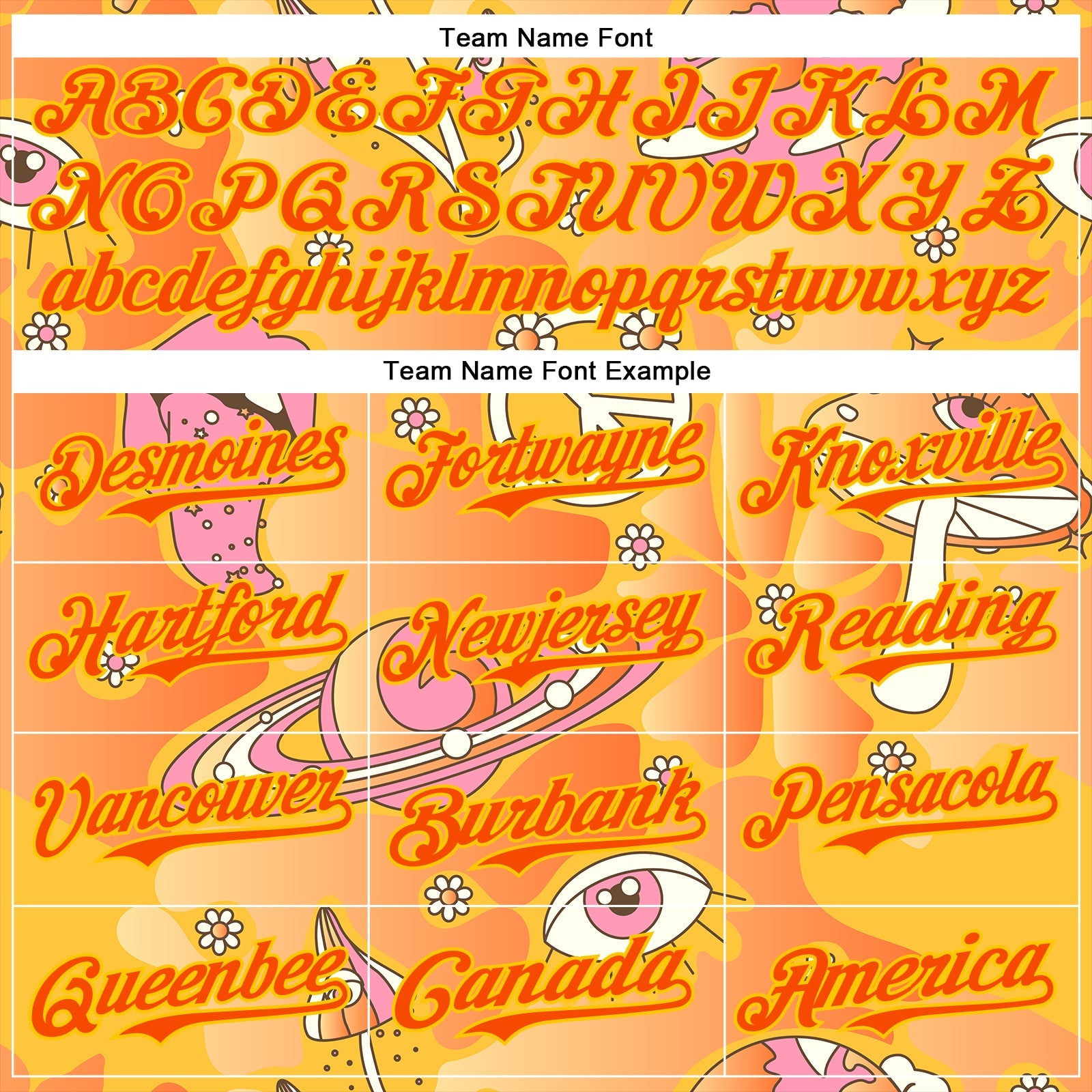 Custom Gold Orange-Yellow 3D Pattern Design Trippy Magic Mushrooms Groove Authentic Baseball Jersey