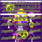 Custom Black Purple-Neon Green 3D Pattern Design Trippy Magic Mushrooms Skull Authentic Baseball Jersey