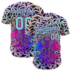 Custom Purple Ice Blue 3D Pattern Design Trippy Magic Mushrooms Devil Authentic Baseball Jersey