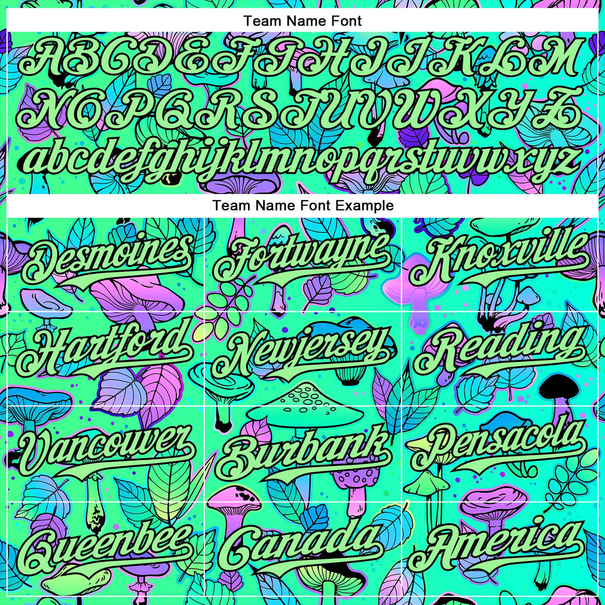 Custom Green Pea Green-Black 3D Pattern Design Trippy Magic Mushrooms Plant Authentic Baseball Jersey