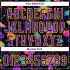 Custom Black Purple-Yellow 3D Pattern Design Trippy Magic Mushrooms Spider Web Authentic Baseball Jersey