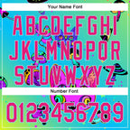 Custom Green Hot Pink-Ice Blue 3D Pattern Design Trippy Magic Mushrooms Cats Authentic Baseball Jersey