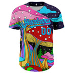Custom Navy Lakes Blue-Purple 3D Pattern Design Trippy Psychedelic Magic Mushrooms Authentic Baseball Jersey