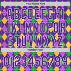 Custom Purple White 3D Pattern Design Mardi Gras Shrove Tuesday Authentic Baseball Jersey