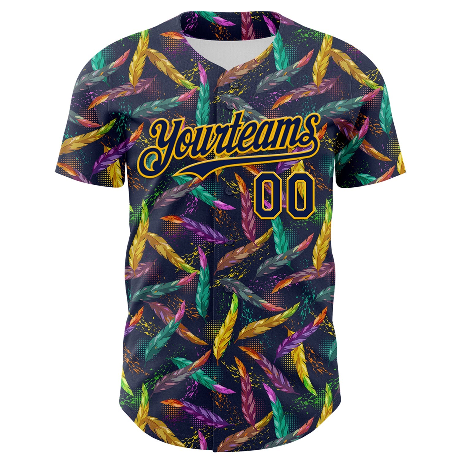 Custom Navy Gold 3D Pattern Design Mardi Gras Shrove Tuesday Authentic Baseball Jersey