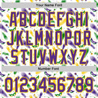 Custom White Purple-Yellow 3D Pattern Design Mardi Gras Shrove Tuesday Authentic Baseball Jersey