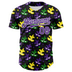 Custom Black Purple-White 3D Pattern Design Mardi Gras Shrove Tuesday Authentic Baseball Jersey