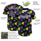 Custom Black Purple-White 3D Pattern Design Mardi Gras Shrove Tuesday Authentic Baseball Jersey