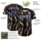 Custom Black Navy-White 3D Pattern Design Burner Costumes Animal Print Authentic Baseball Jersey
