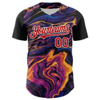 Custom Purple Red-White 3D Pattern Design Burner Costumes Lava Authentic Baseball Jersey
