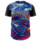 Custom Black White 3D Pattern Design Burner Costumes Lava Authentic Baseball Jersey