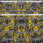 Custom Navy Black Yellow-White 3D Pattern Design Burner Costumes Paisley Authentic Baseball Jersey